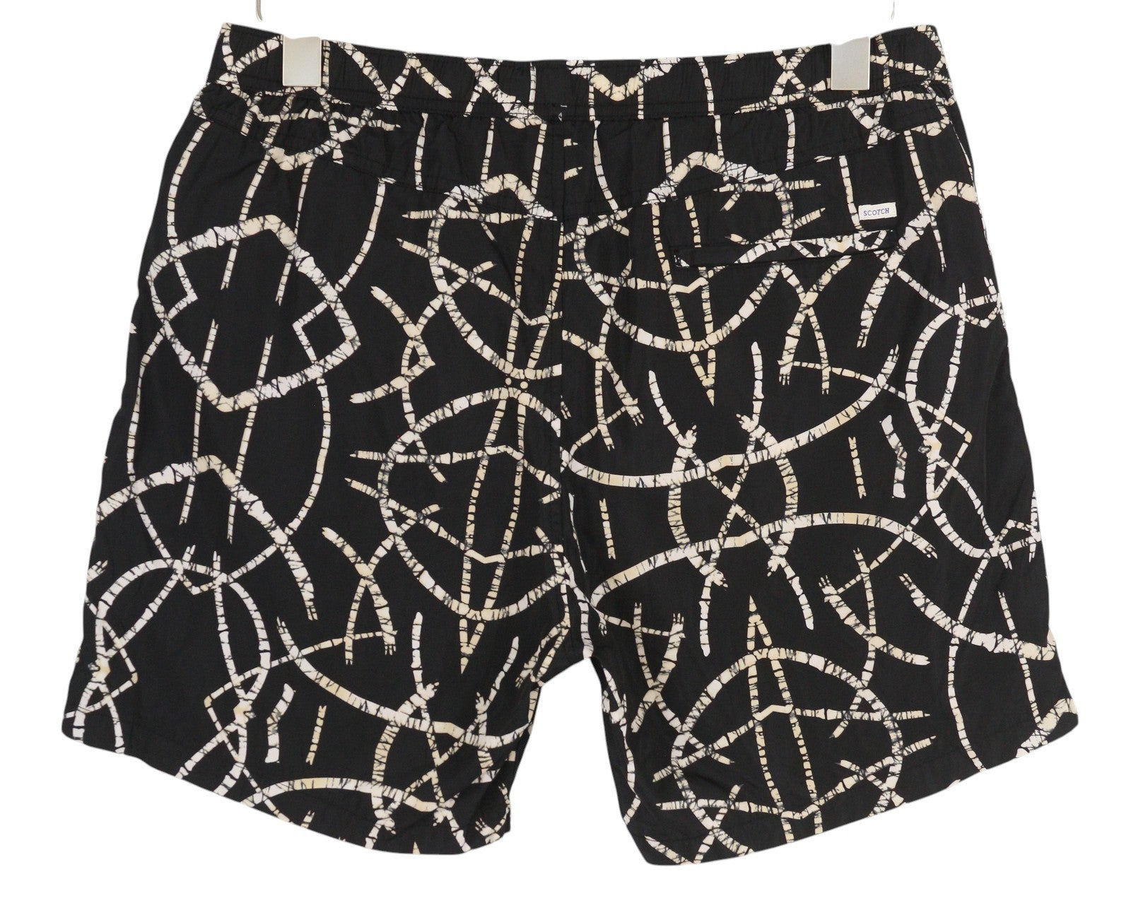SCOTCH & SODA Men Swimwear M Black Patterned Mesh Lined Drawstring Waist Logo