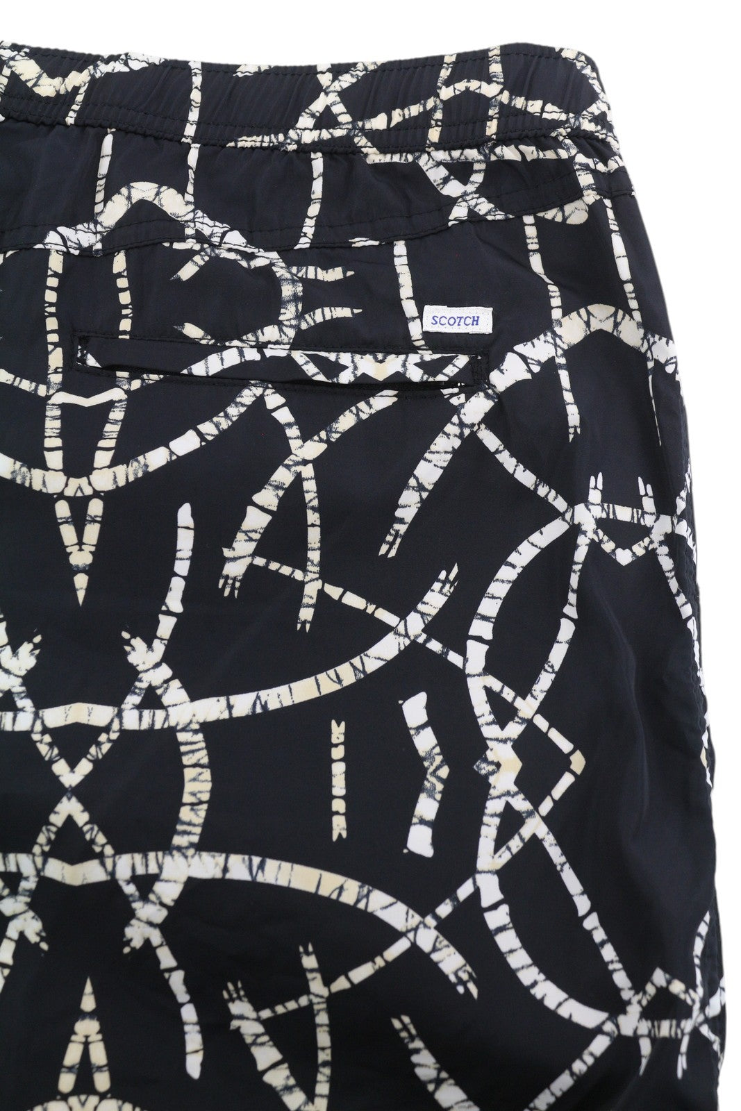 SCOTCH & SODA Men Swimwear M Black Patterned Mesh Lined Drawstring Waist Logo