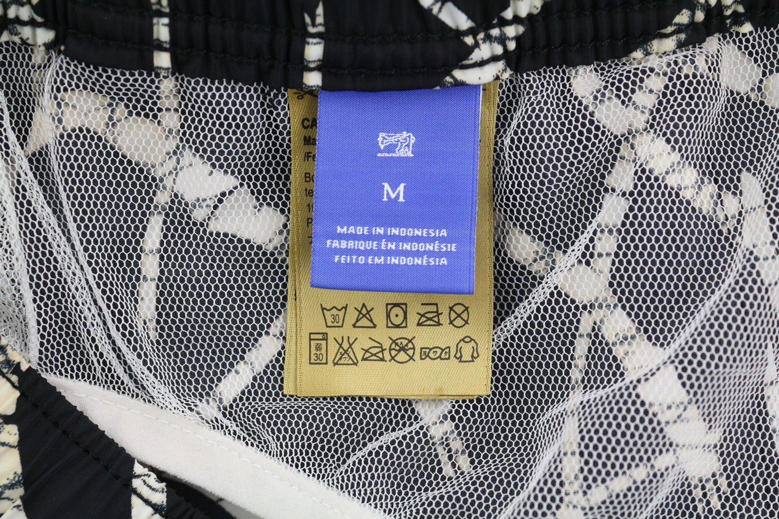 SCOTCH & SODA Men Swimwear M Black Patterned Mesh Lined Drawstring Waist Logo