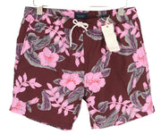 SCOTCH & SODA Men Swimwear L Burgundy Floral Pattern Elastic Waist Mesh Lined