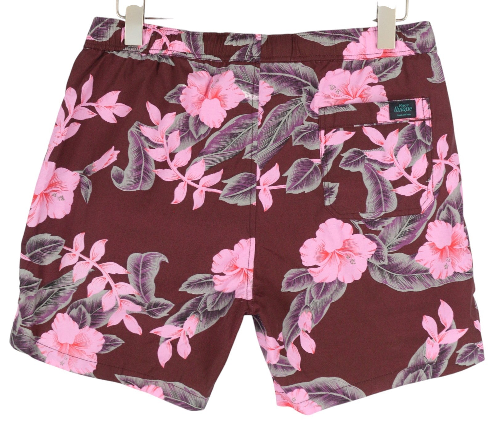 SCOTCH & SODA Men Swimwear L Burgundy Floral Pattern Elastic Waist Mesh Lined