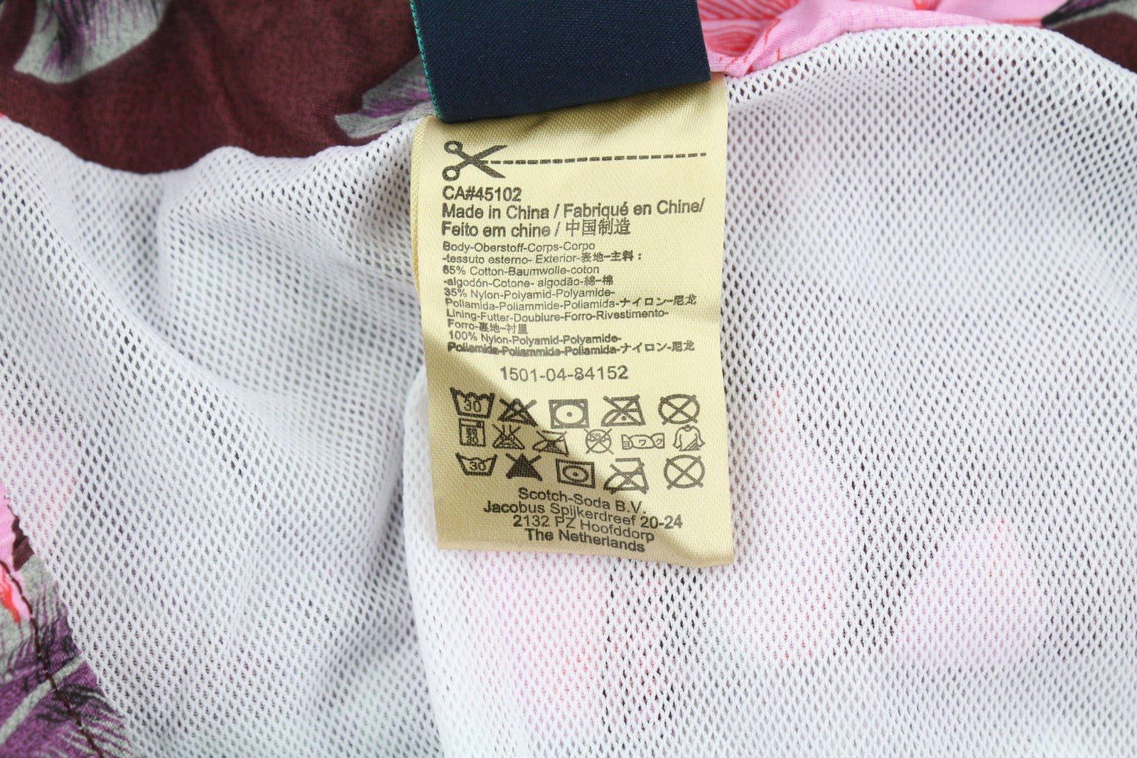 SCOTCH & SODA Men Swimwear L Burgundy Floral Pattern Elastic Waist Mesh Lined