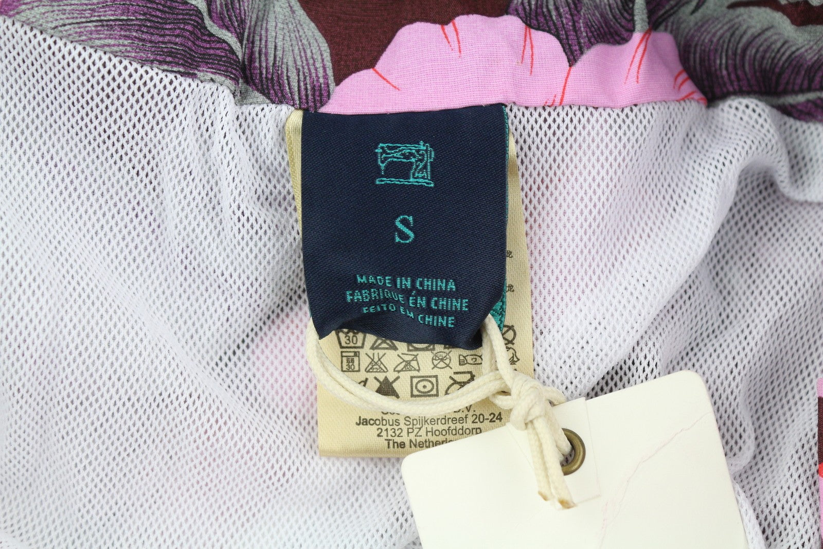 SCOTCH & SODA Men Swimwear S Burgundy Floral Patterned Elastic Waist Mesh Lined