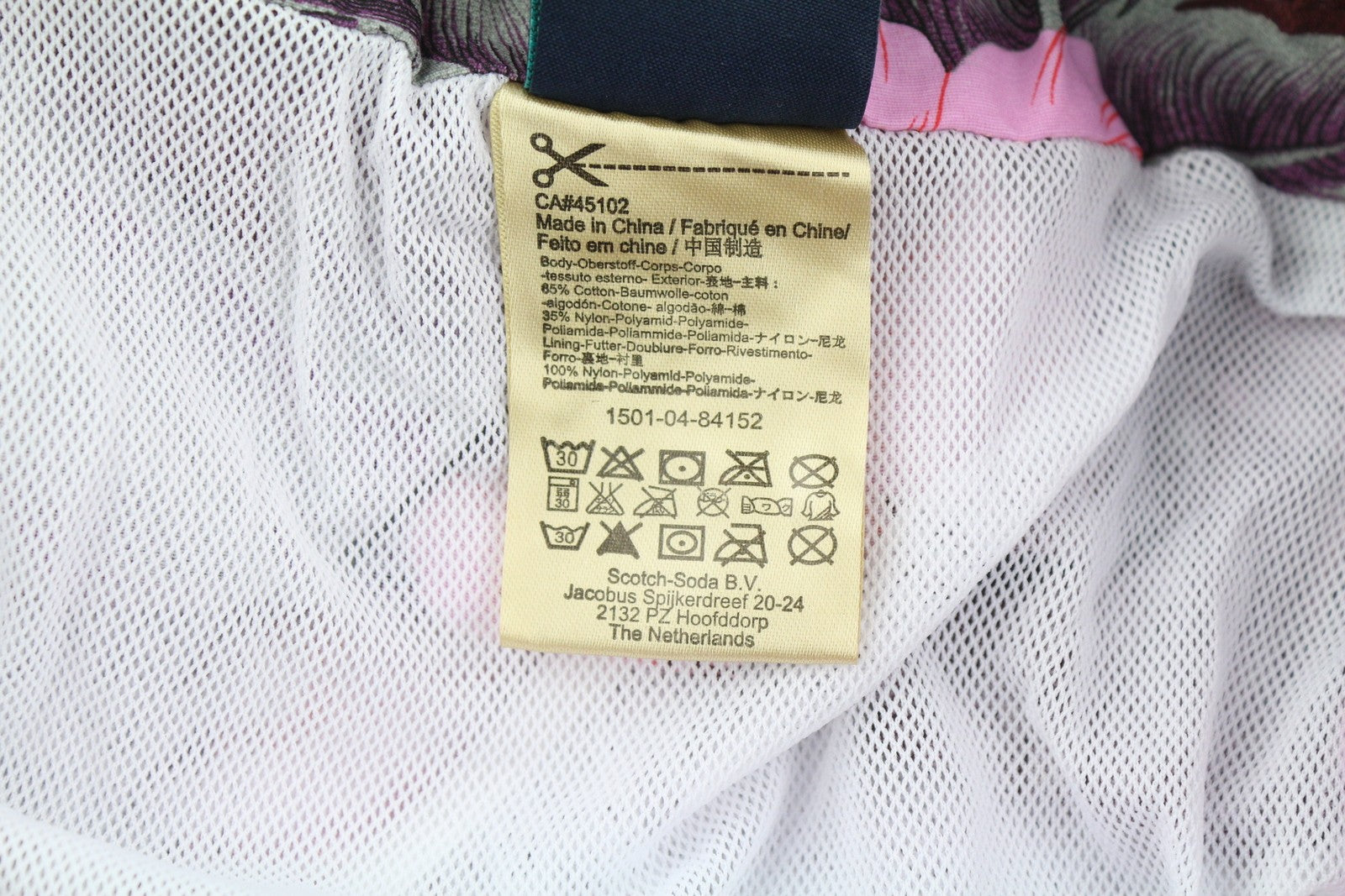 SCOTCH & SODA Men Swimwear S Burgundy Floral Patterned Elastic Waist Mesh Lined