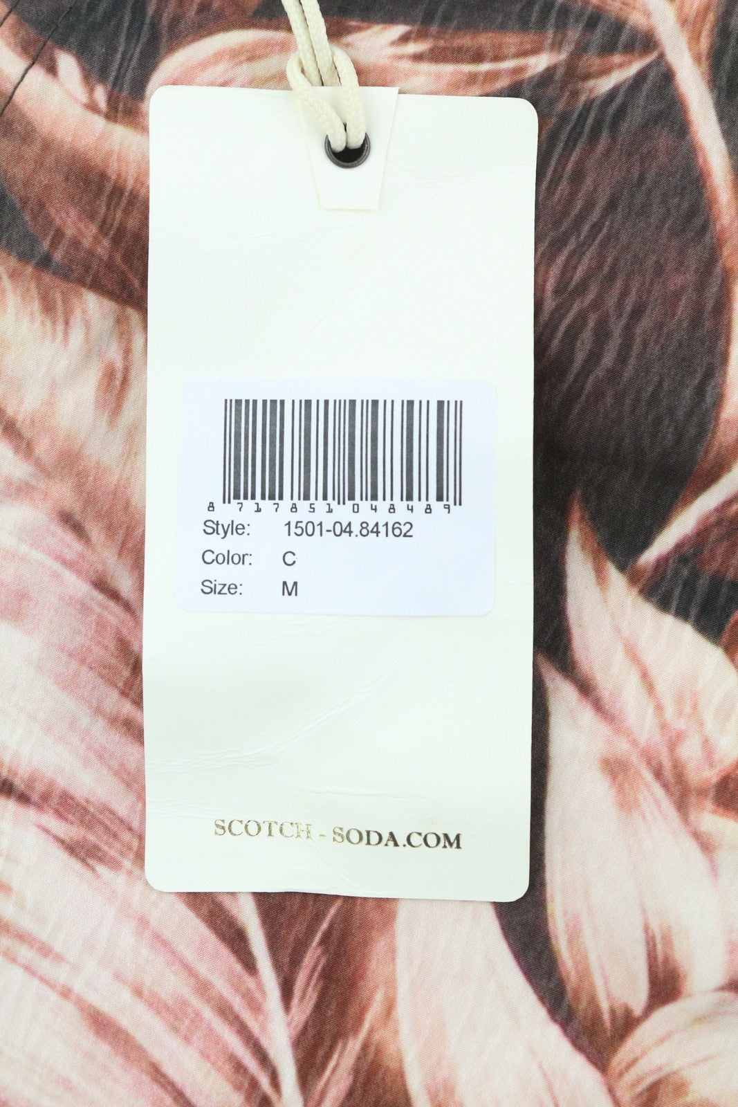 SCOTCH & SODA Men Swimwear M Purple Leaf Patterned Zip Logo Drawstring Waist