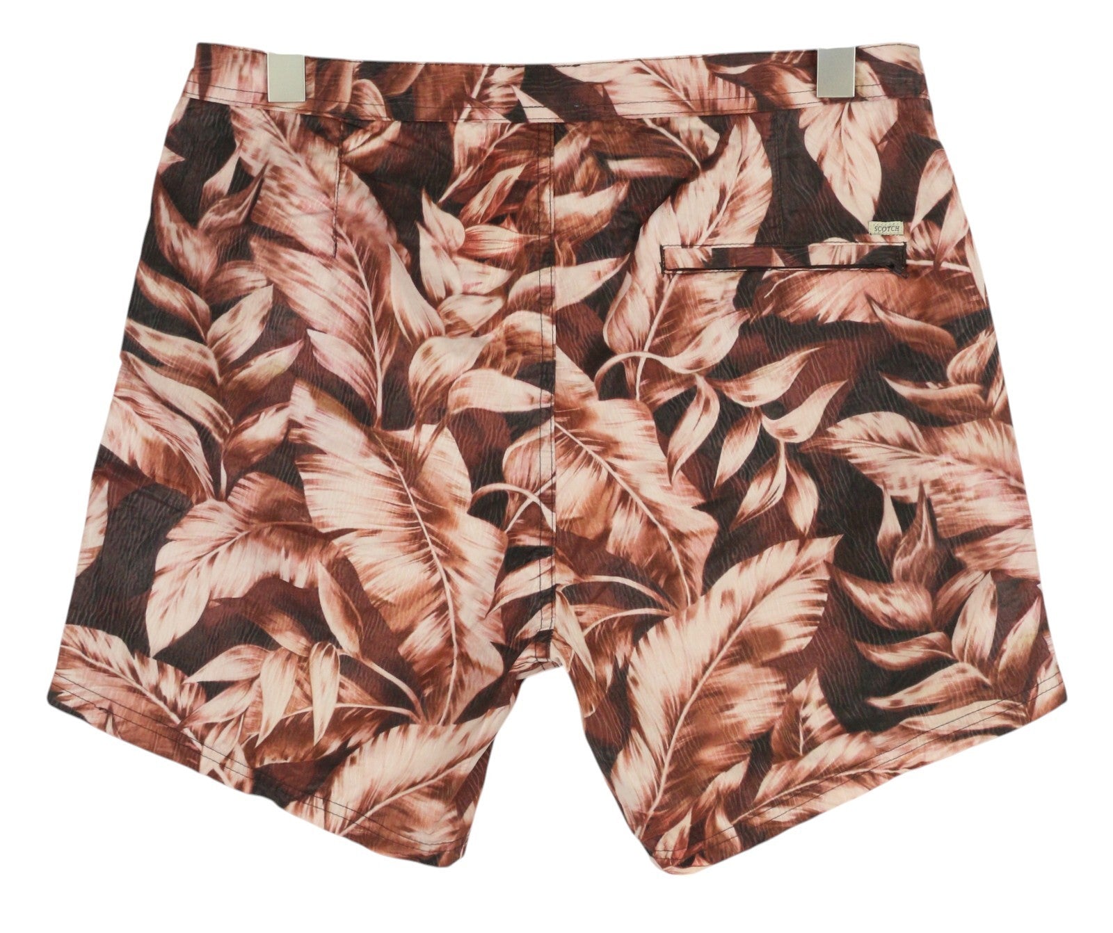 SCOTCH & SODA Men Swimwear L Purple Leaf Patterned Zip Fly Drawstring Waist