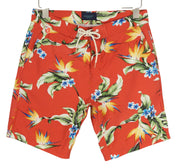 SCOTCH & SODA Men Swimwear S Red Floral Pattern Mesh Lined Drawstring Waist