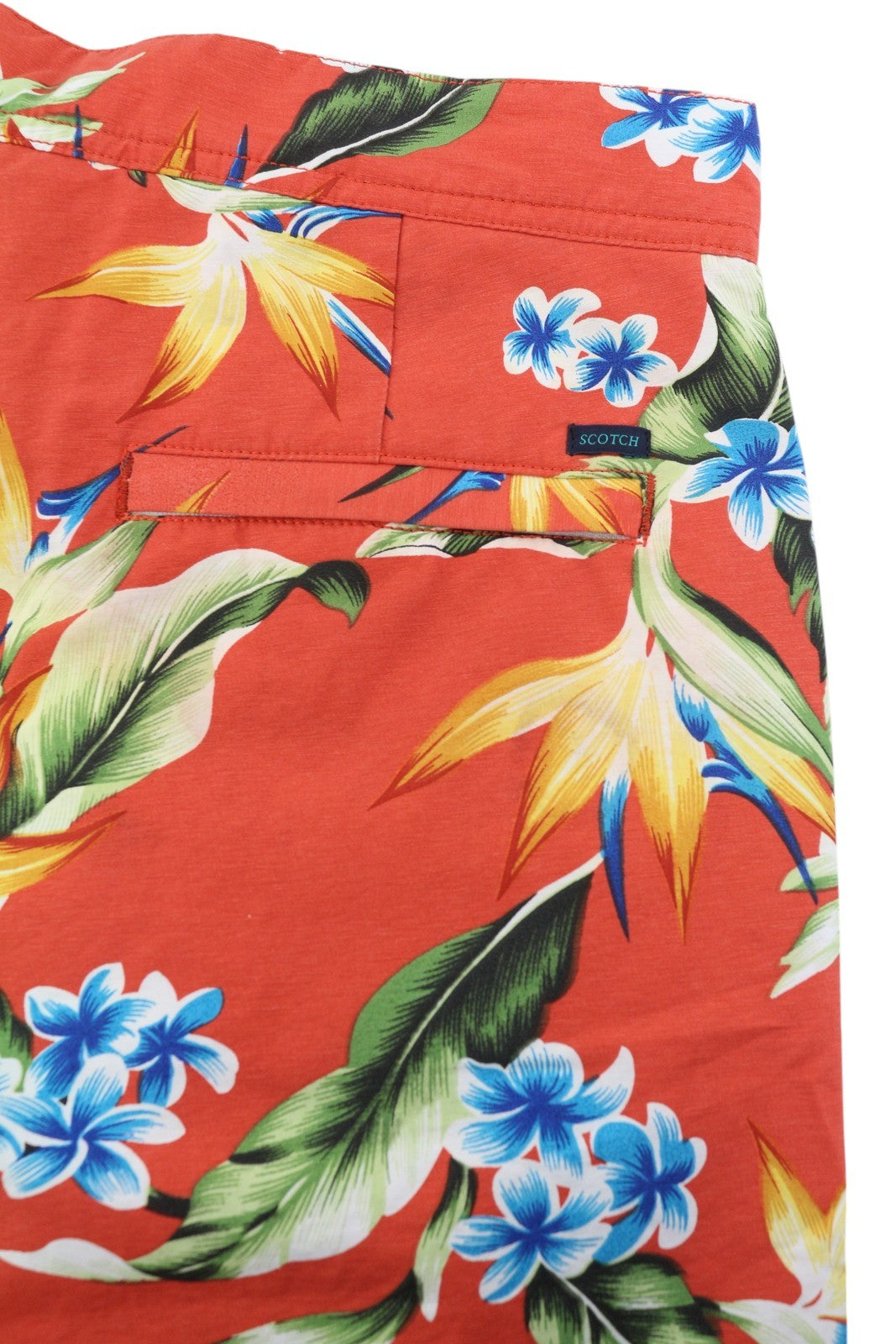 SCOTCH & SODA Men Swimwear S Red Floral Pattern Mesh Lined Drawstring Waist