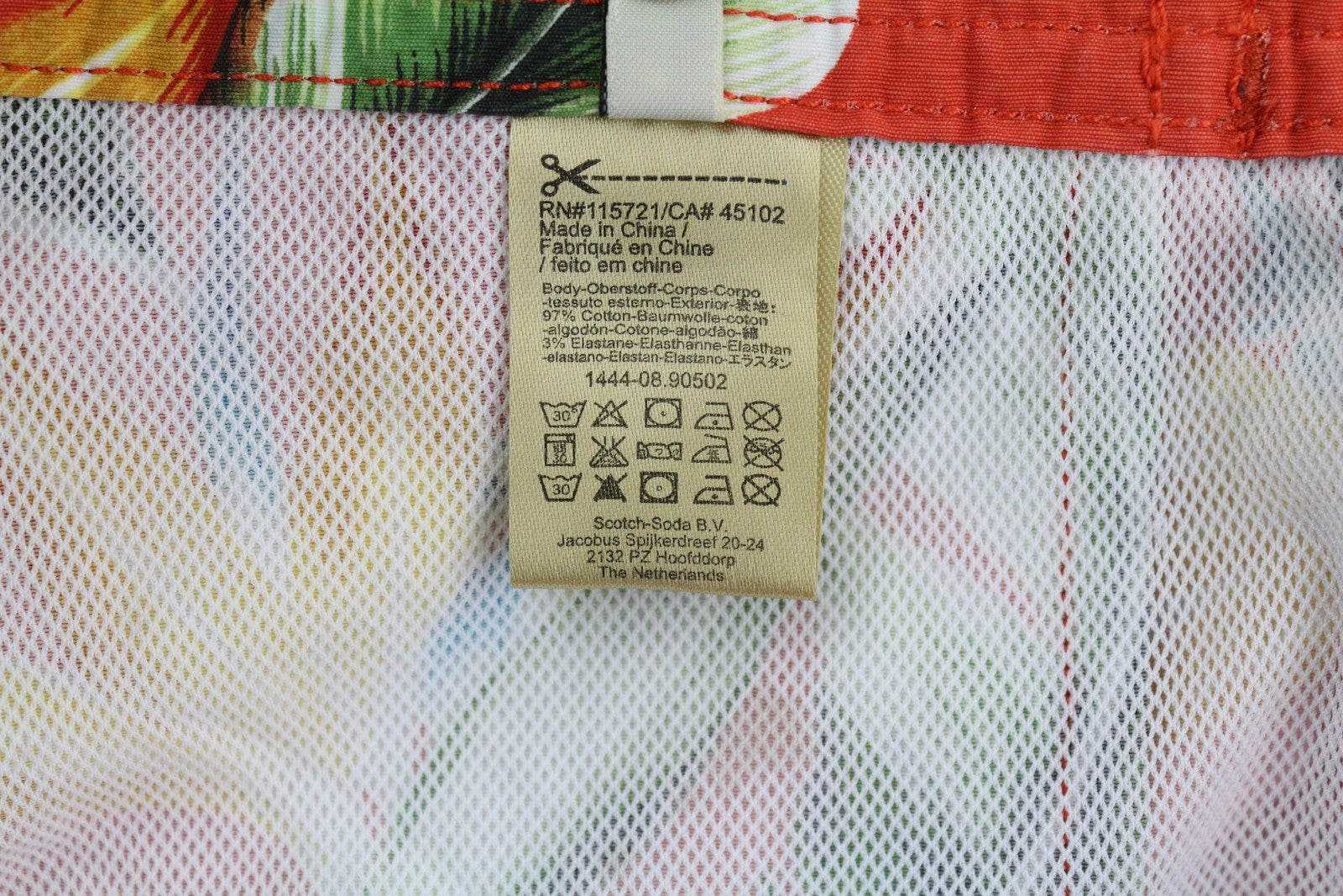 SCOTCH & SODA Men Swimwear S Red Floral Pattern Mesh Lined Drawstring Waist