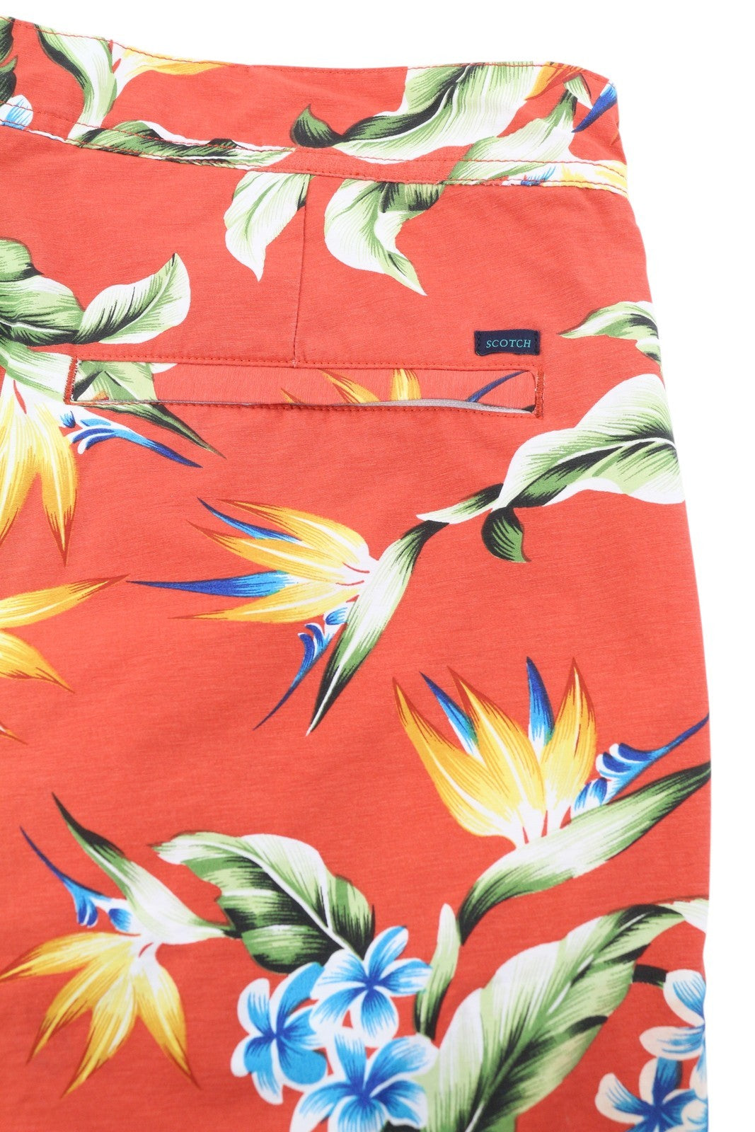 SCOTCH & SODA Men Swimwear W38 Red Floral Pattern Mesh Lined Drawstring Waist