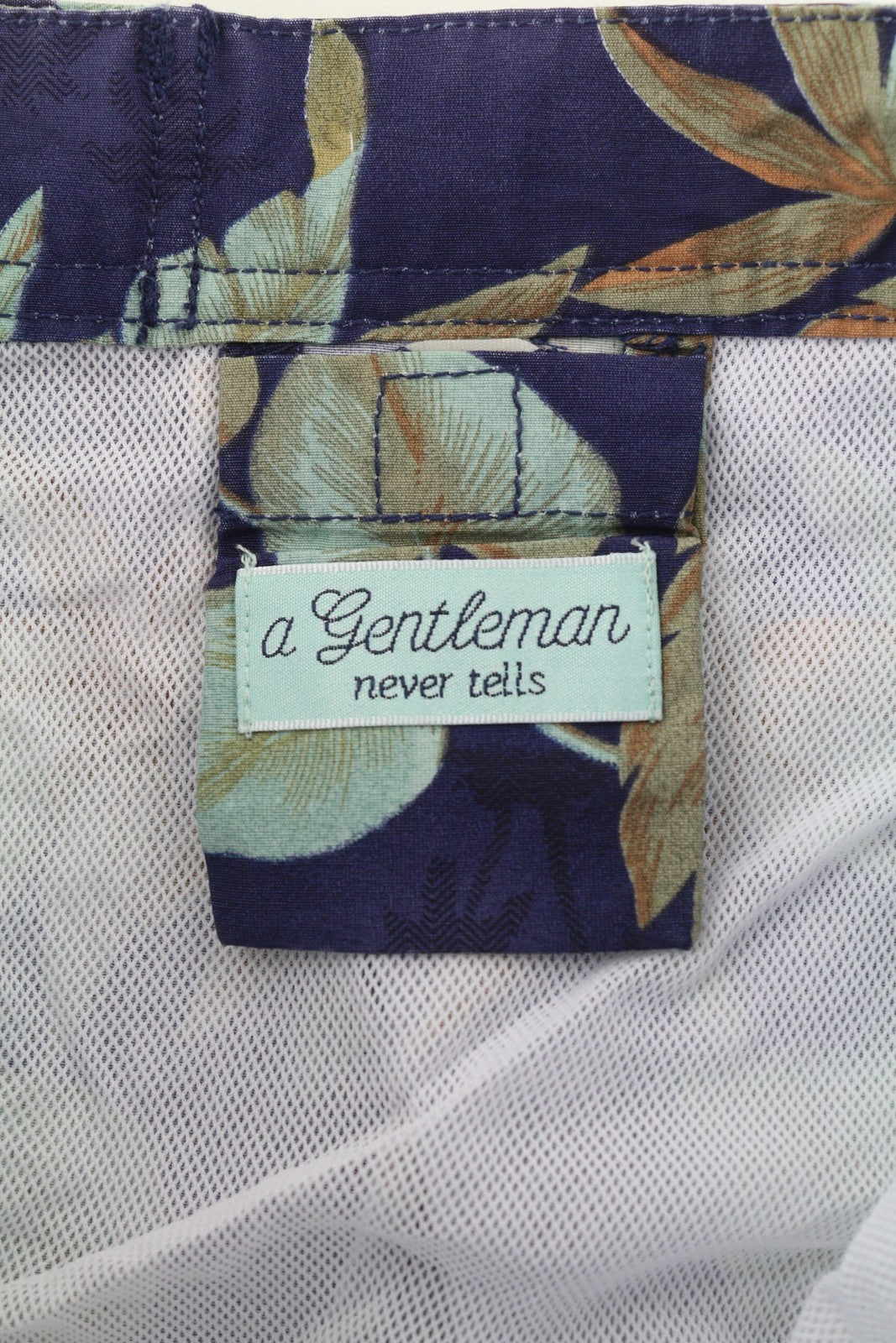 SCOTCH & SODA Men Swimwear S Blue Leafs Pattern Mesh Lined Drawstring Waist