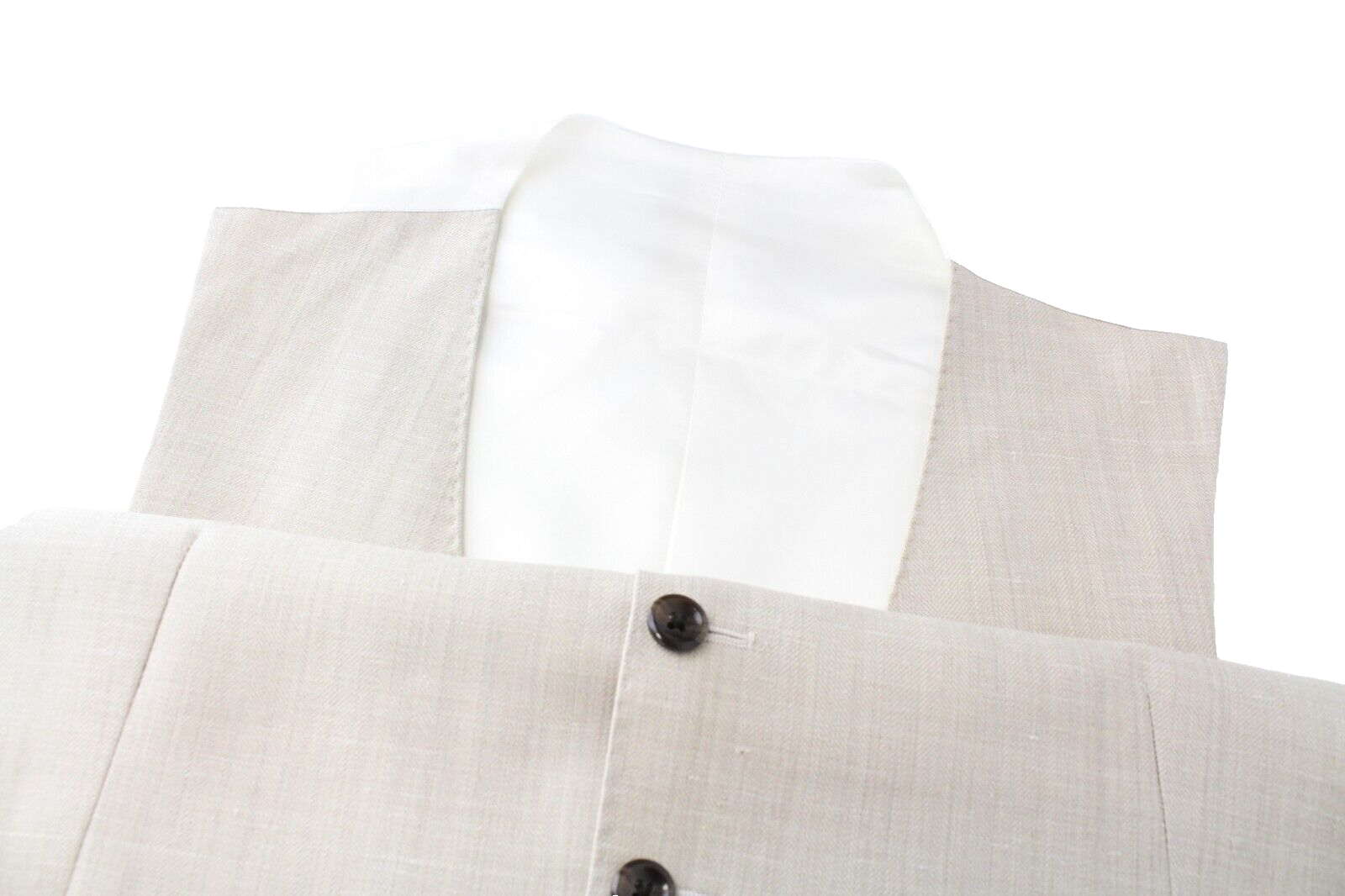 SUITSUPPLY La Spalla Mens Suit UK40R Beige 3 Pc Wool Silk Linen Herringbone