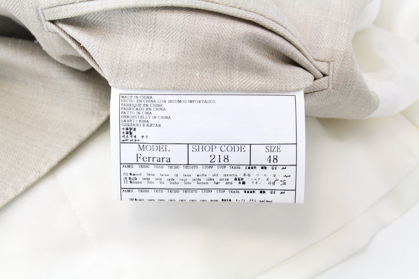 SUITSUPPLY La Spalla Mens Suit UK40R Beige 3 Pc Wool Silk Linen Herringbone