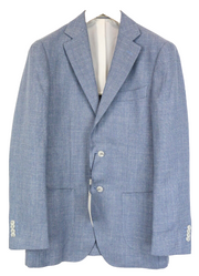 SUITSUPPLY Havana Mens Blazer UK36R Blue Slim Wool Silk Linen Cashmere Melange