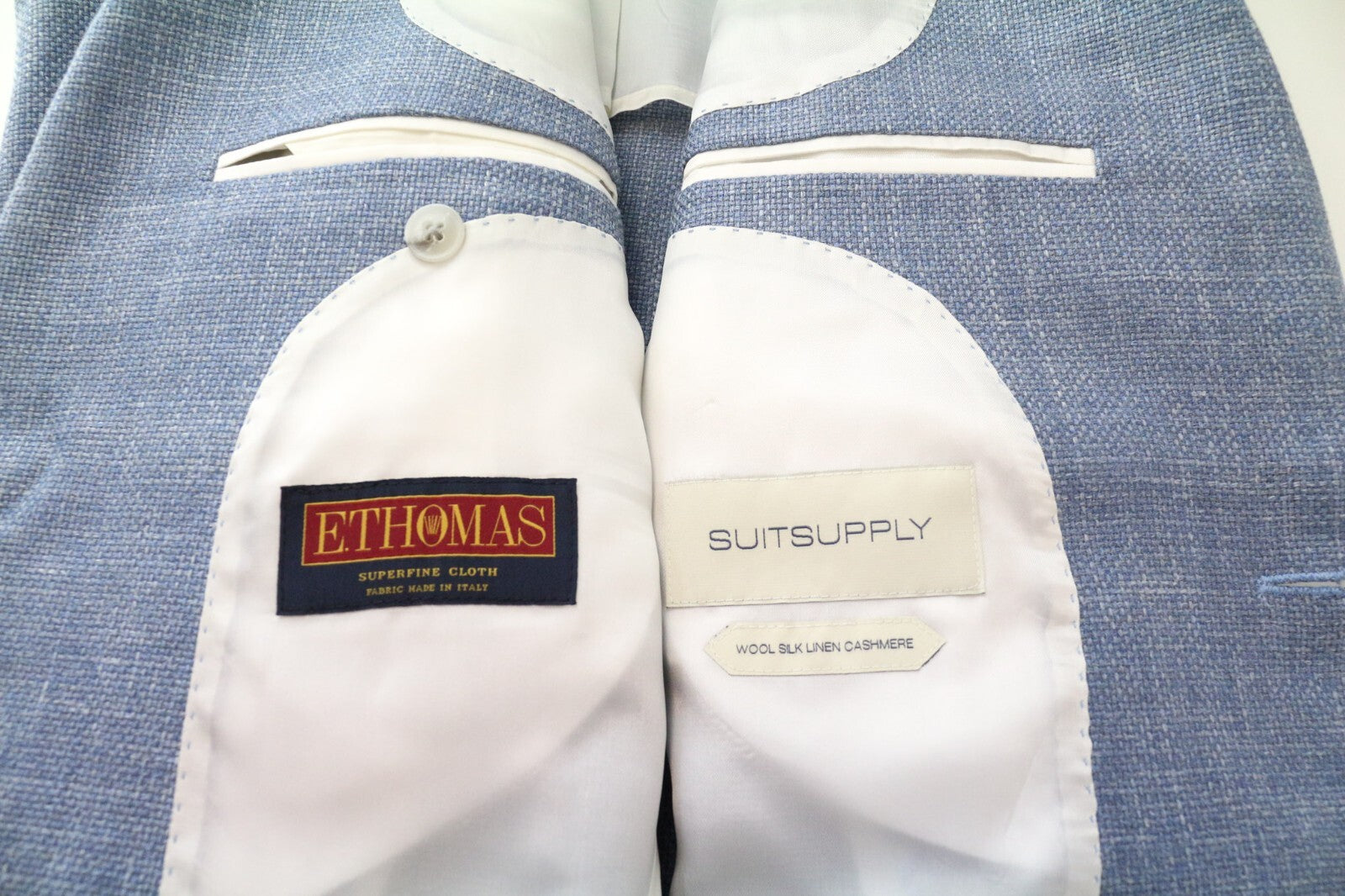 SUITSUPPLY Havana Mens Blazer UK36R Blue Slim Wool Silk Linen Cashmere Melange