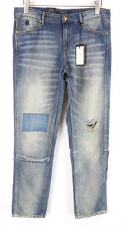 SCOTCH & SODA Womens Jeans W26/L32 Blue Bandit Tapered Distressed