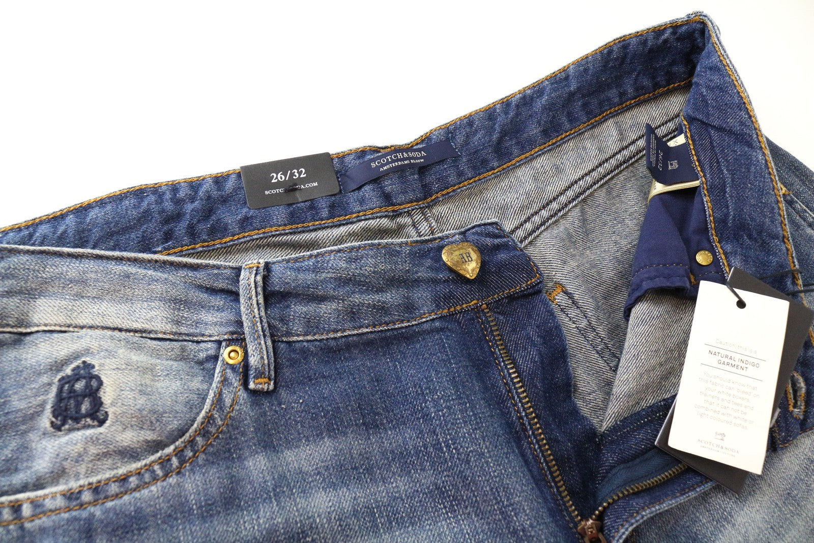 SCOTCH & SODA Womens Jeans W26/L32 Blue Bandit Tapered Distressed