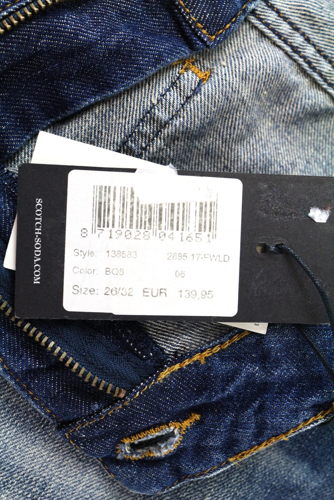 SCOTCH & SODA Womens Jeans W26/L32 Blue Bandit Tapered Distressed