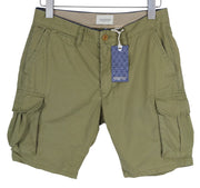 SCOTCH & SODA Men Shorts W29 Khaki Green Cargo Zip 5-Design Pockets Logo Casual
