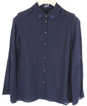 SCOTCH & SODA  Blauw Shirt XS Navy Womens Button-Up Flared Lightweight Top