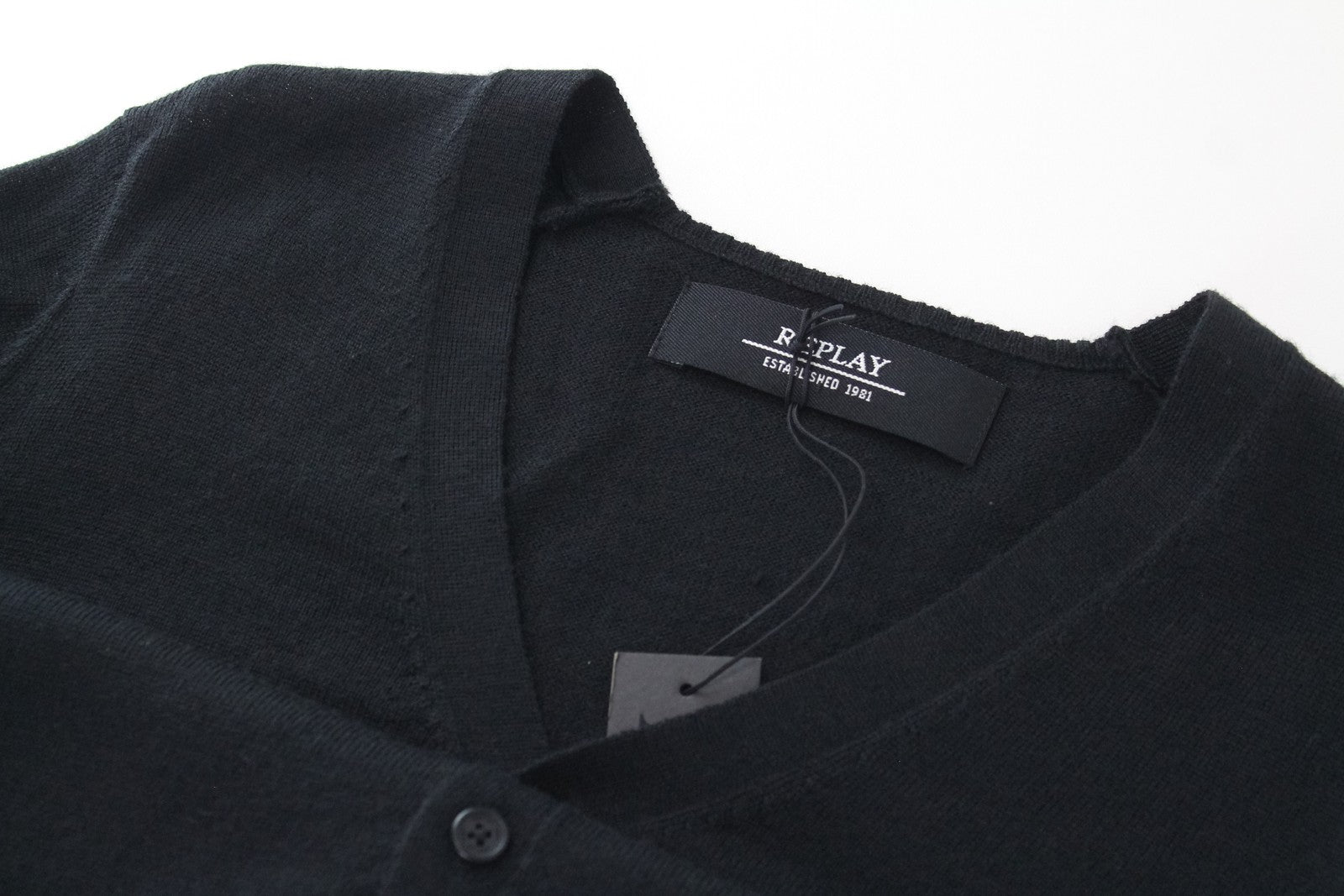 REPLAY Wool  Cardigan S  Knit Jumper Black Long Sleeve with Pocket