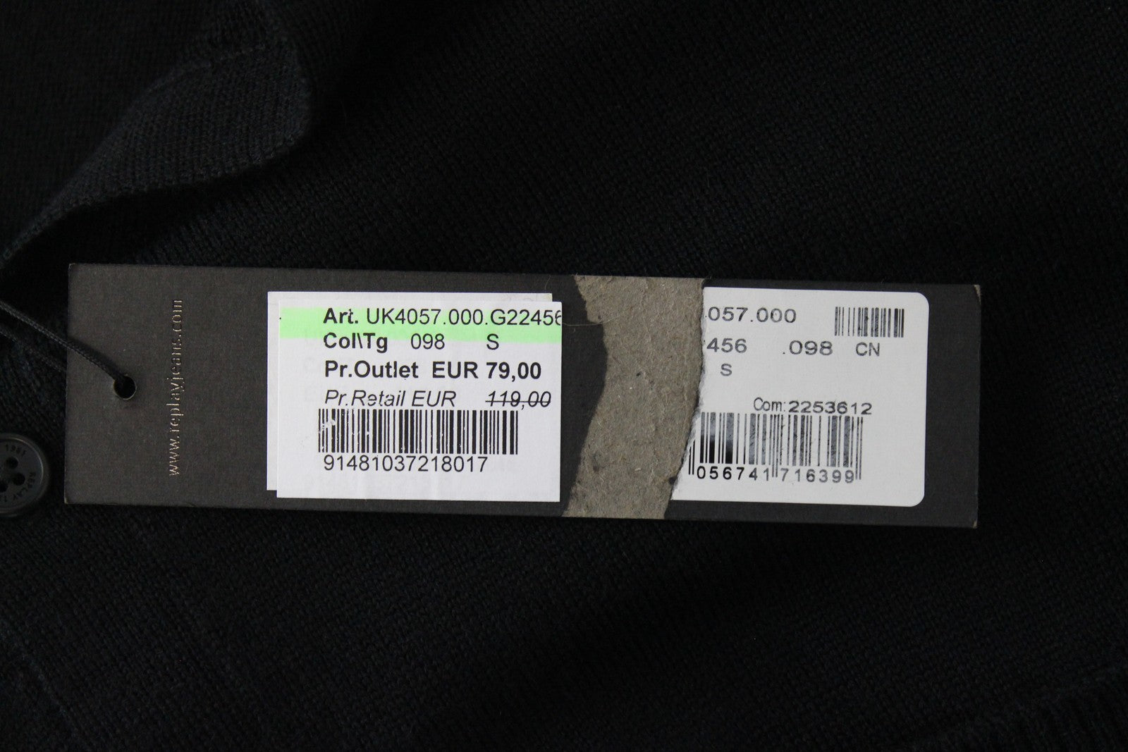 REPLAY Wool  Cardigan S  Knit Jumper Black Long Sleeve with Pocket