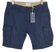 SCOTCH & SODA Men Shorts W30 Dark Blue Cargo Zip 5-Design Pockets Logo Casual