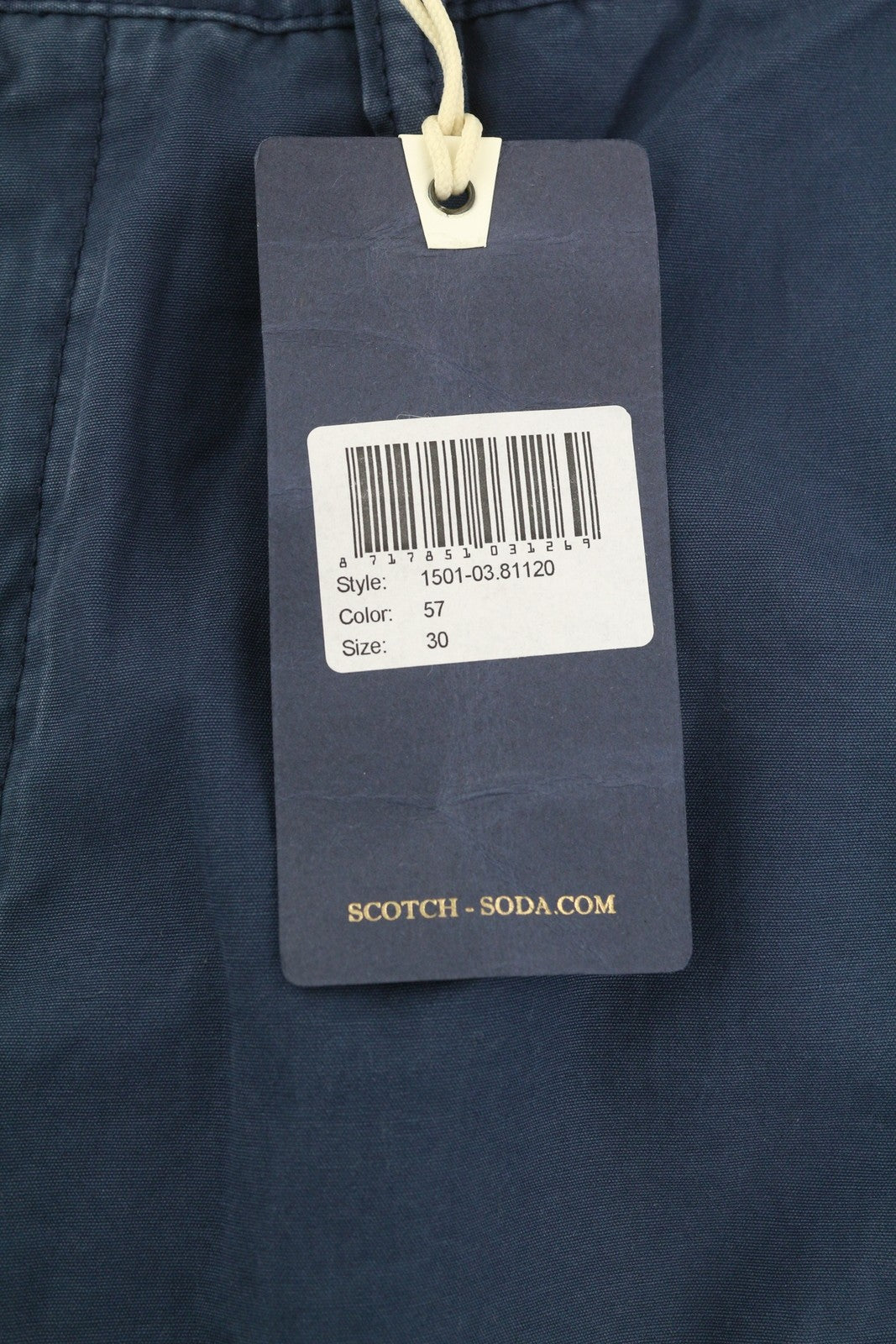 SCOTCH & SODA Men Shorts W30 Dark Blue Cargo Zip 5-Design Pockets Logo Casual