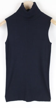 SUISTUDIO Womens Pullover Vest 2XS Navy High-Neck Sleeveless Knit Jumper
