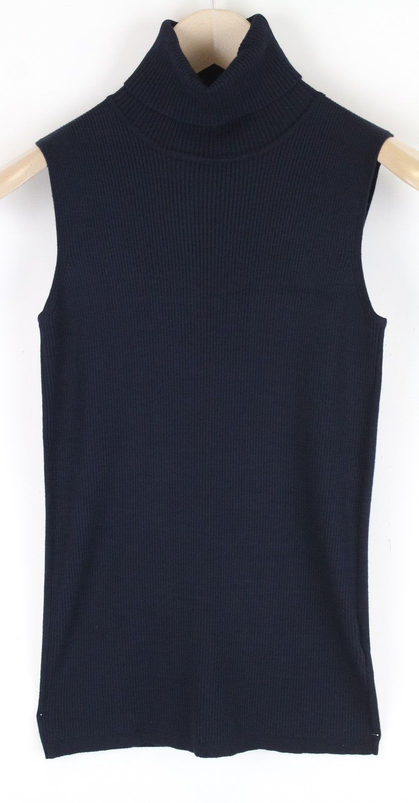 SUISTUDIO Womens Pullover Vest 2XS Navy High-Neck Sleeveless Knit Jumper