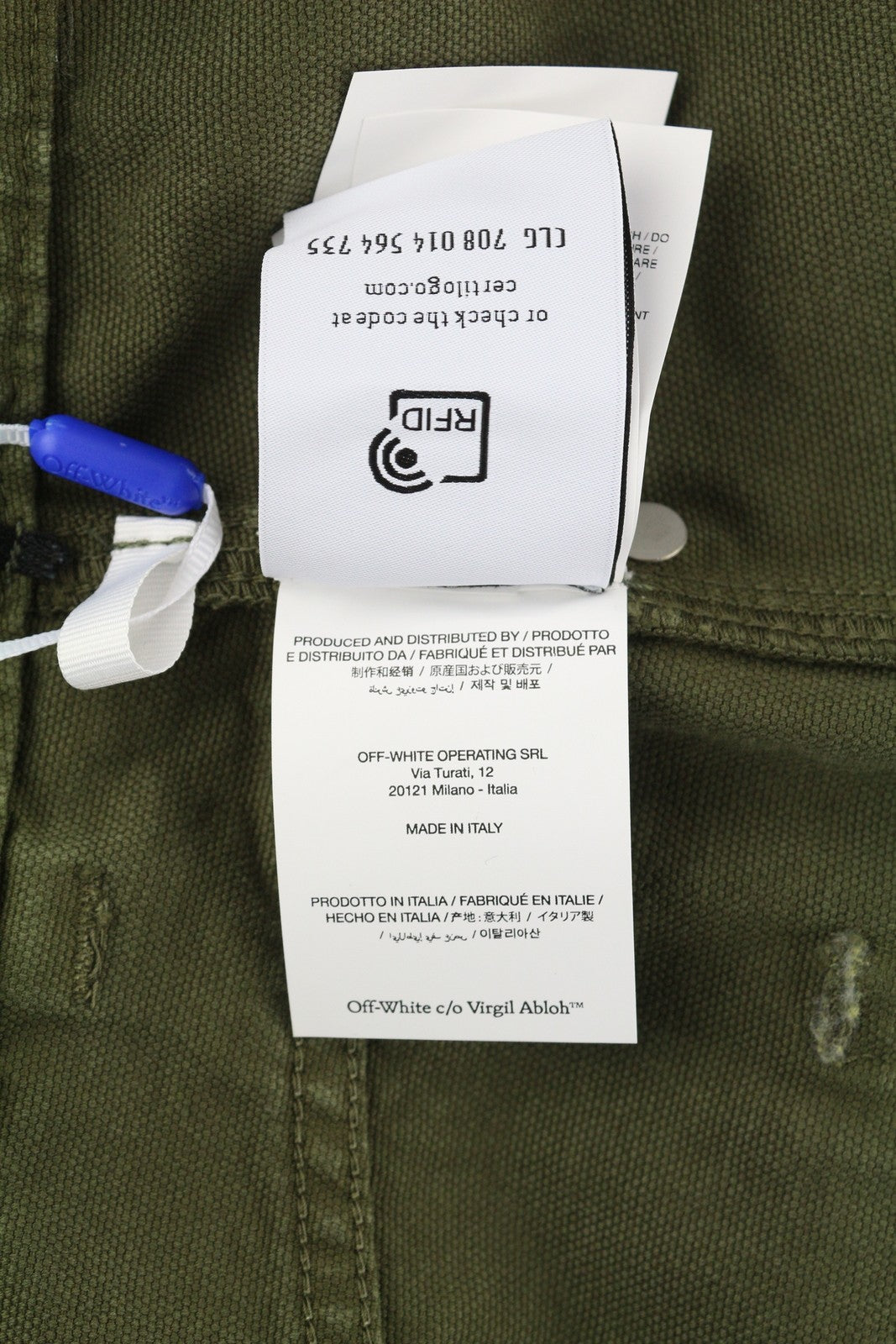 OFF-WHITE c/o VIRGIL ABLOH Garmdyed Canv Relax Men Jeans W34 Green RRP€799