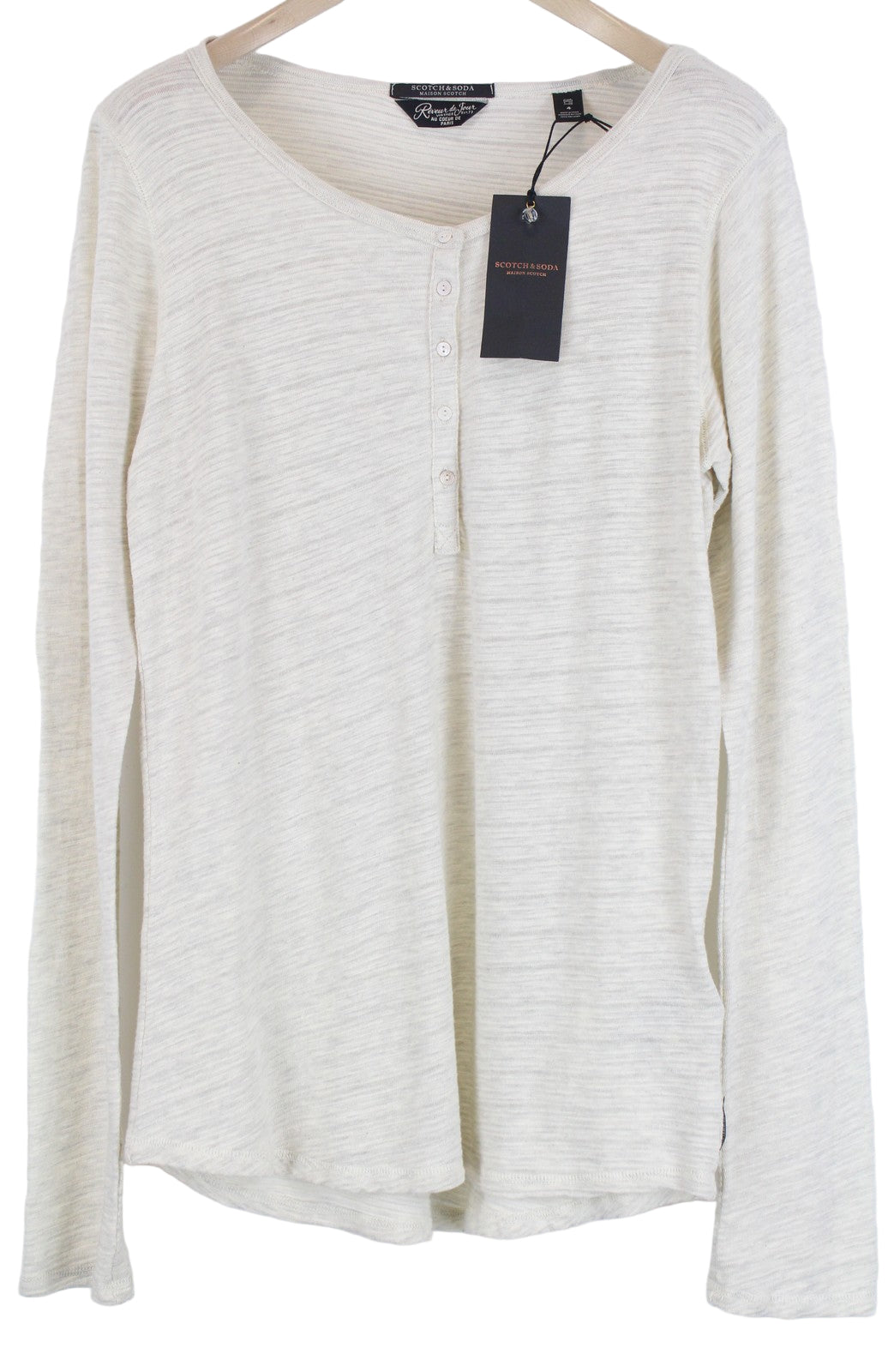 MAISON SCOTCH Grey Henley Top XL Womens Long Sleeve   T-Shirt