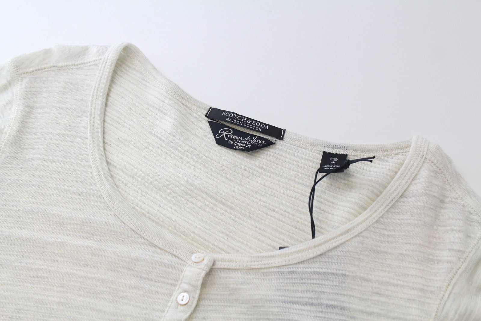 MAISON SCOTCH Grey Henley Top XL Womens Long Sleeve   T-Shirt