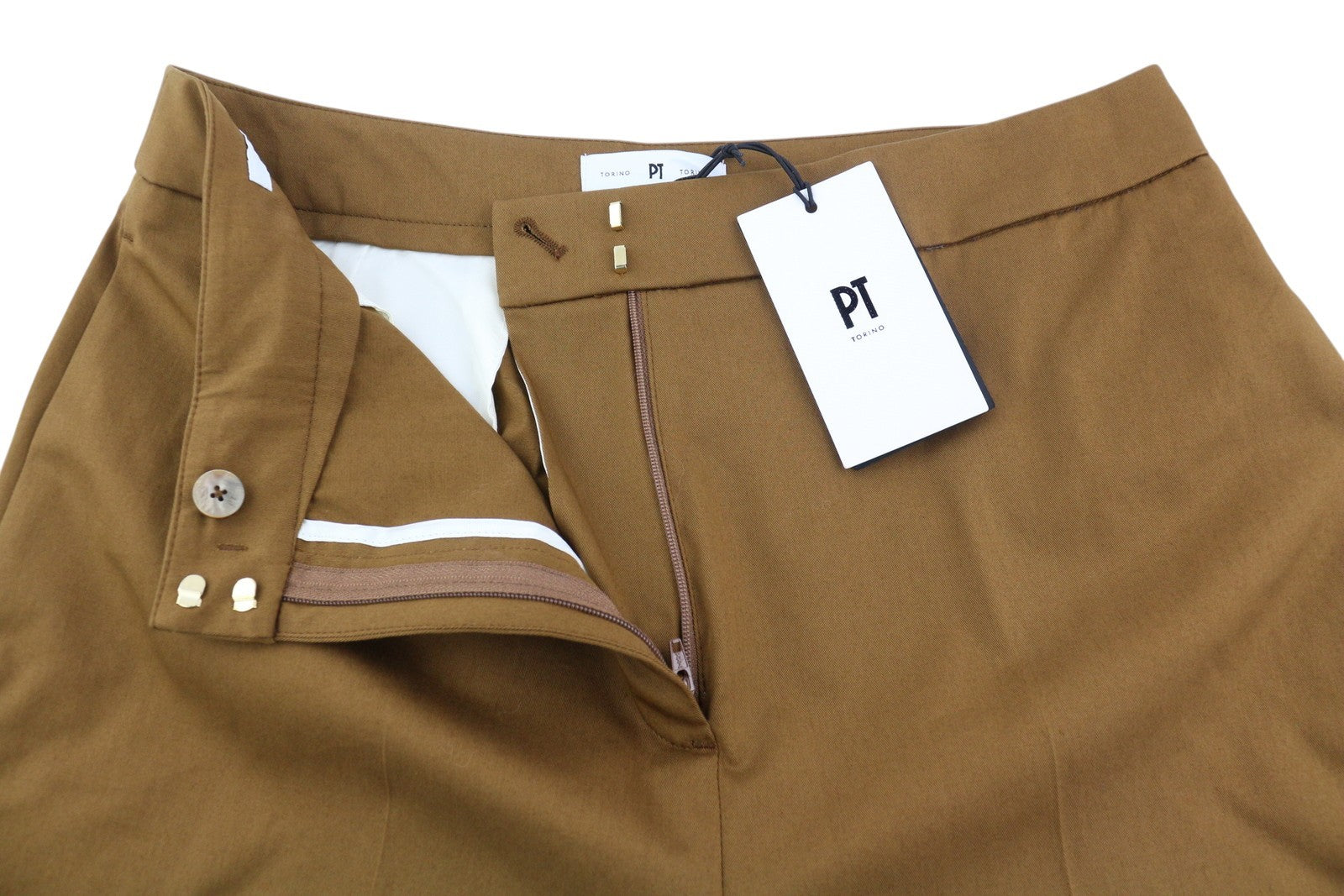 PT TORINO Mia Women Trousers 44 W30 Brown Flared Leg Ankle Length High Waist