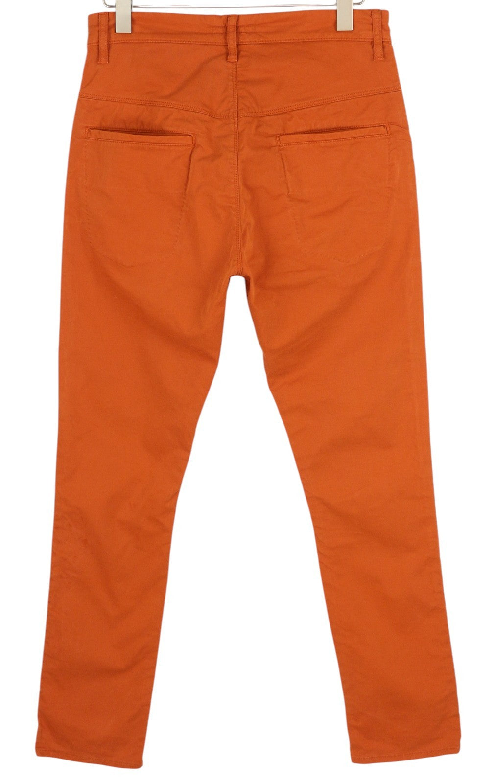 NUDIE JEANS Khaki Slim Org. Warm Orange Men Trousers W31/L32 Chino Zip Fly Logo