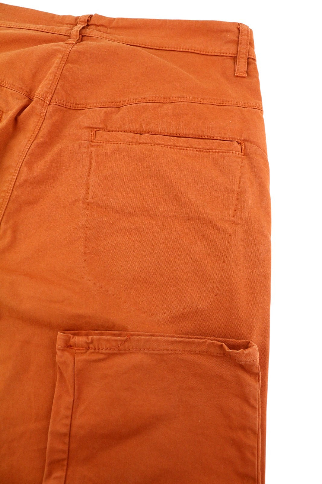 NUDIE JEANS Khaki Slim Org. Warm Orange Men Trousers W31/L32 Chino Zip Fly Logo