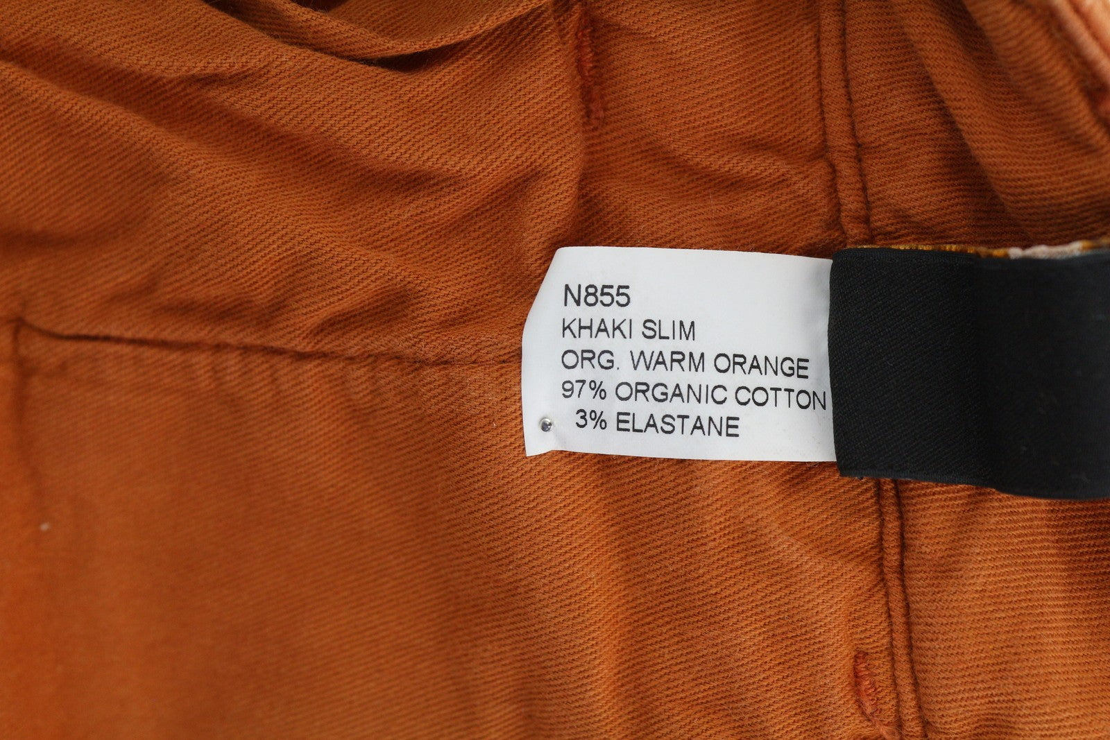 NUDIE JEANS Khaki Slim Org. Warm Orange Men Trousers W31/L32 Chino Zip Fly Logo
