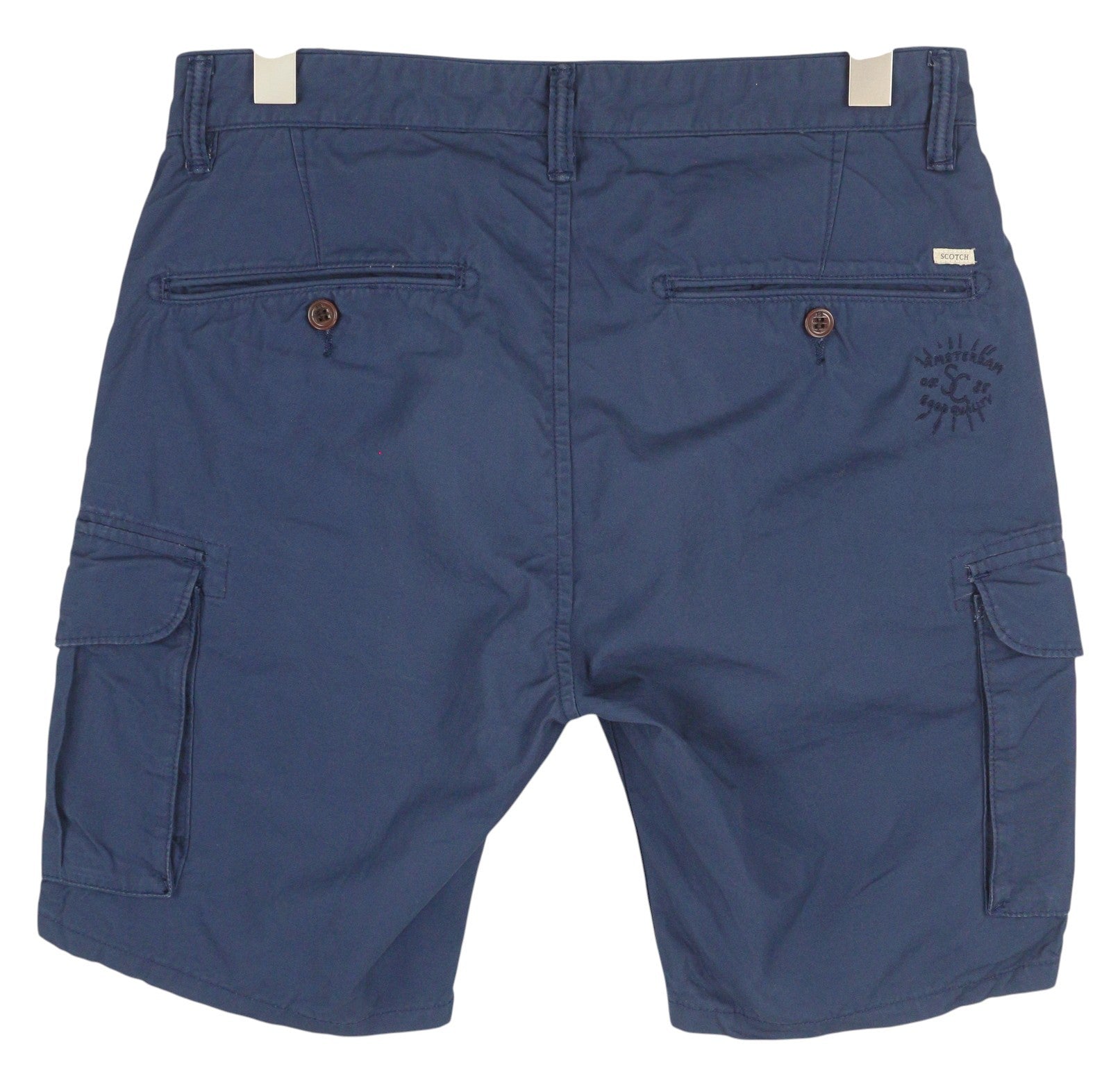 SCOTCH & SODA Men Shorts W29 Blue Cargo Zip Fly 5-Design Pockets Logo Casual