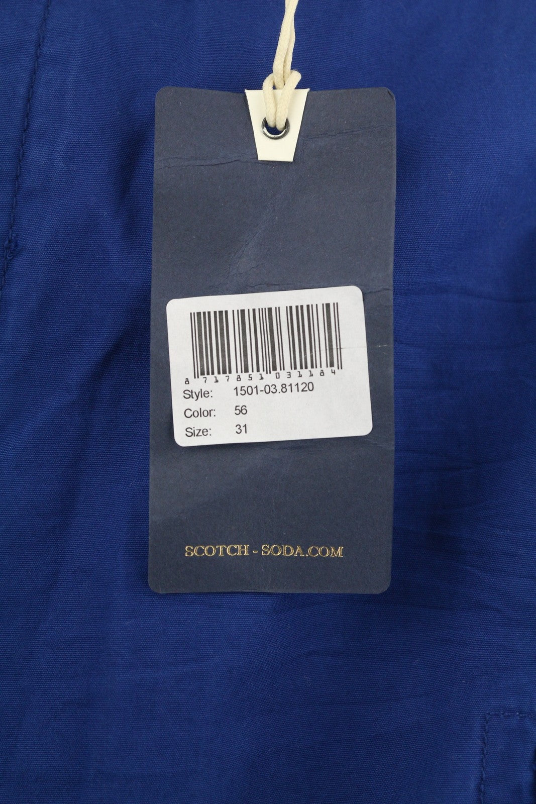 SCOTCH & SODA Men's Shorts W31 Blue Cargo Zip Fly 5-Design Pockets Logo Casual