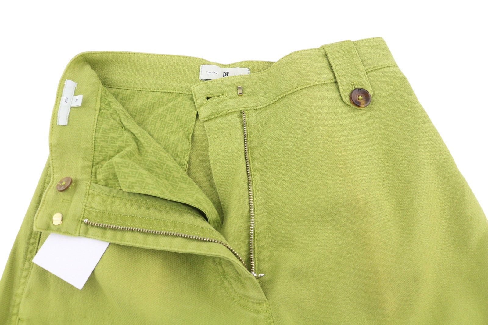 PT TORINO Zoe Women Trousers 38 W25 Green Cargo High Waist Linen Blend Tapered
