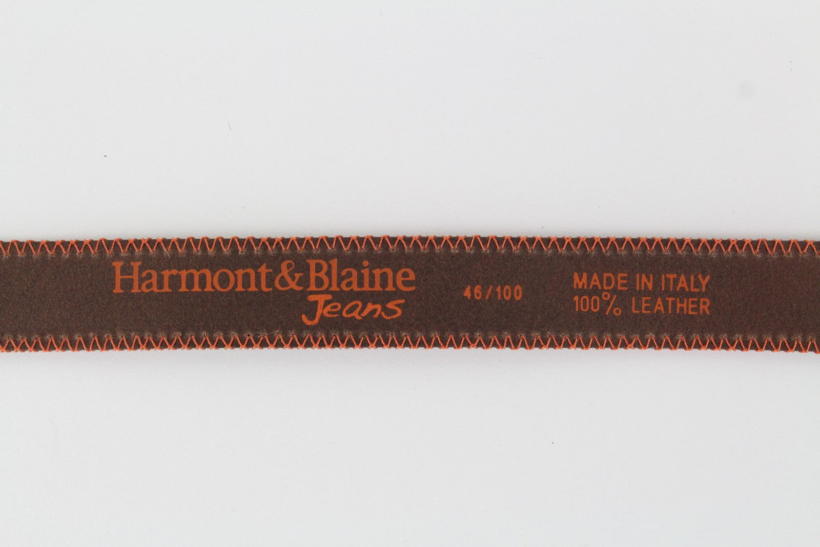 HARMONT & BLAINE Brown Leather Belt 100cm Round-End Buckled Metal Tip Buckle