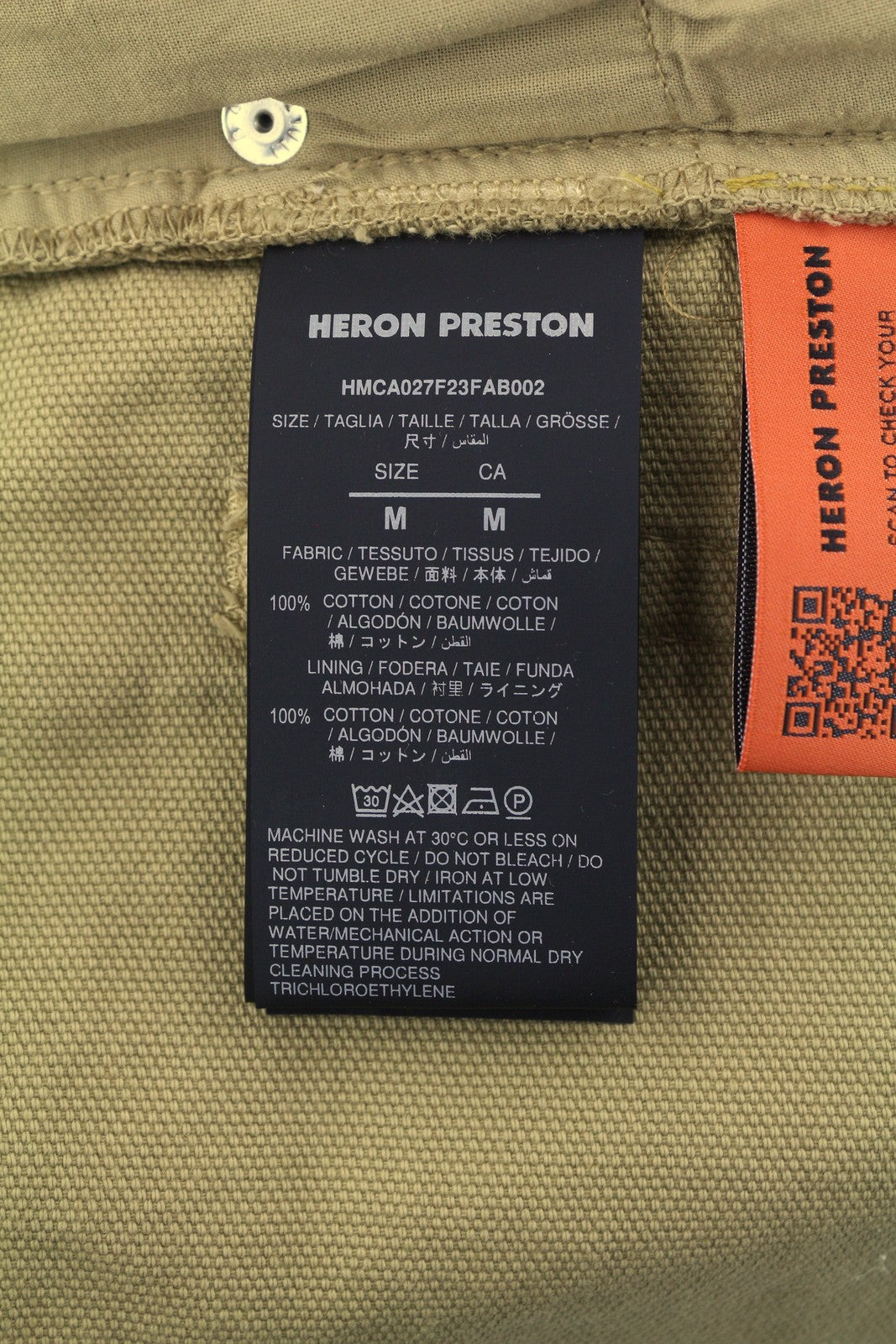 HERON PRESTON Men Shorts M Denim Beige Distress Painted Buttoned Logo Casual