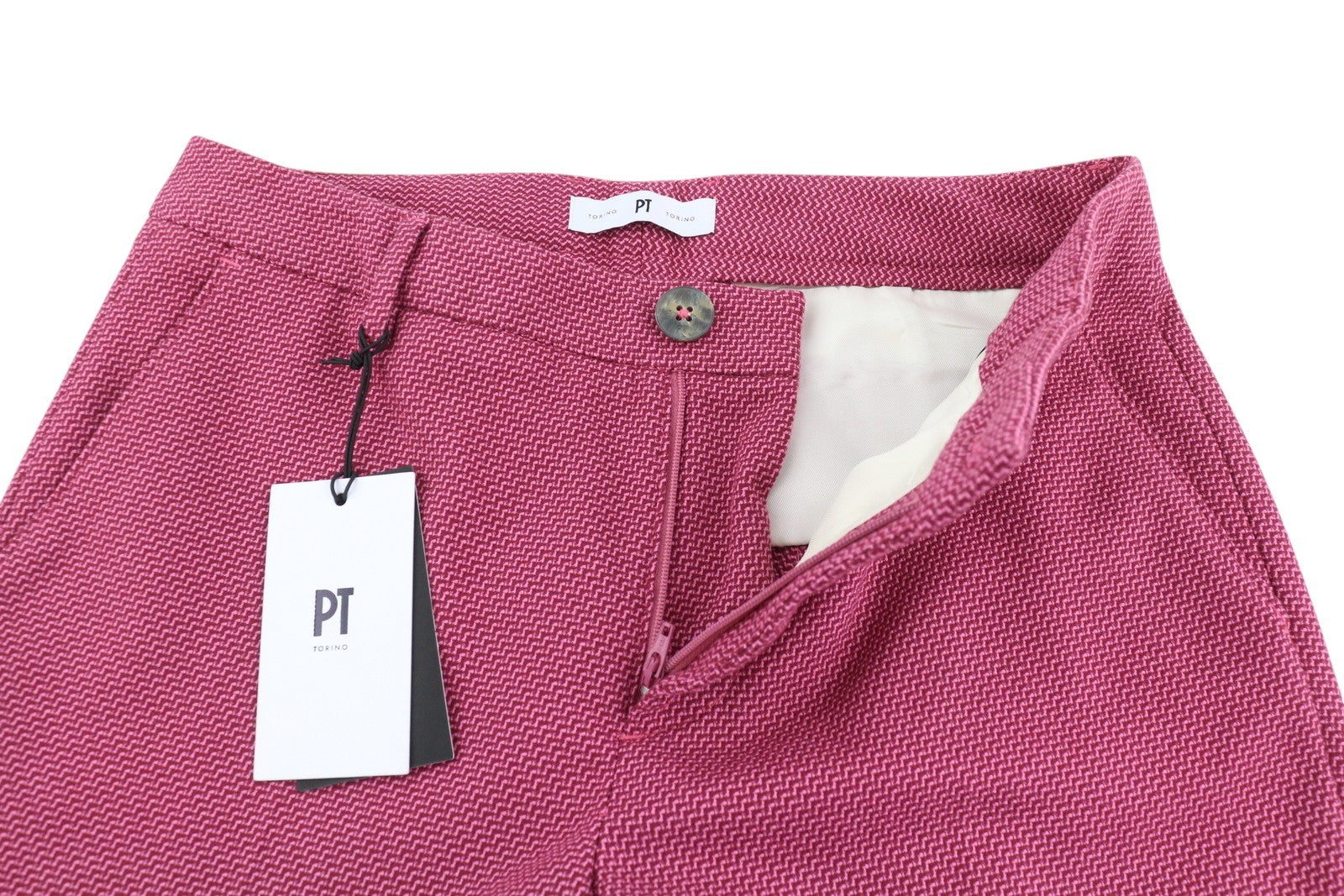 PT TORINO Elsa Women Trousers 40 W28 Purple Patterned Bootcut Fit Zip Pockets