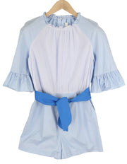 SANDRO Rosalyn Women Romper EU36 3/4 Sleeve Ruffle Details Colorblock Belted