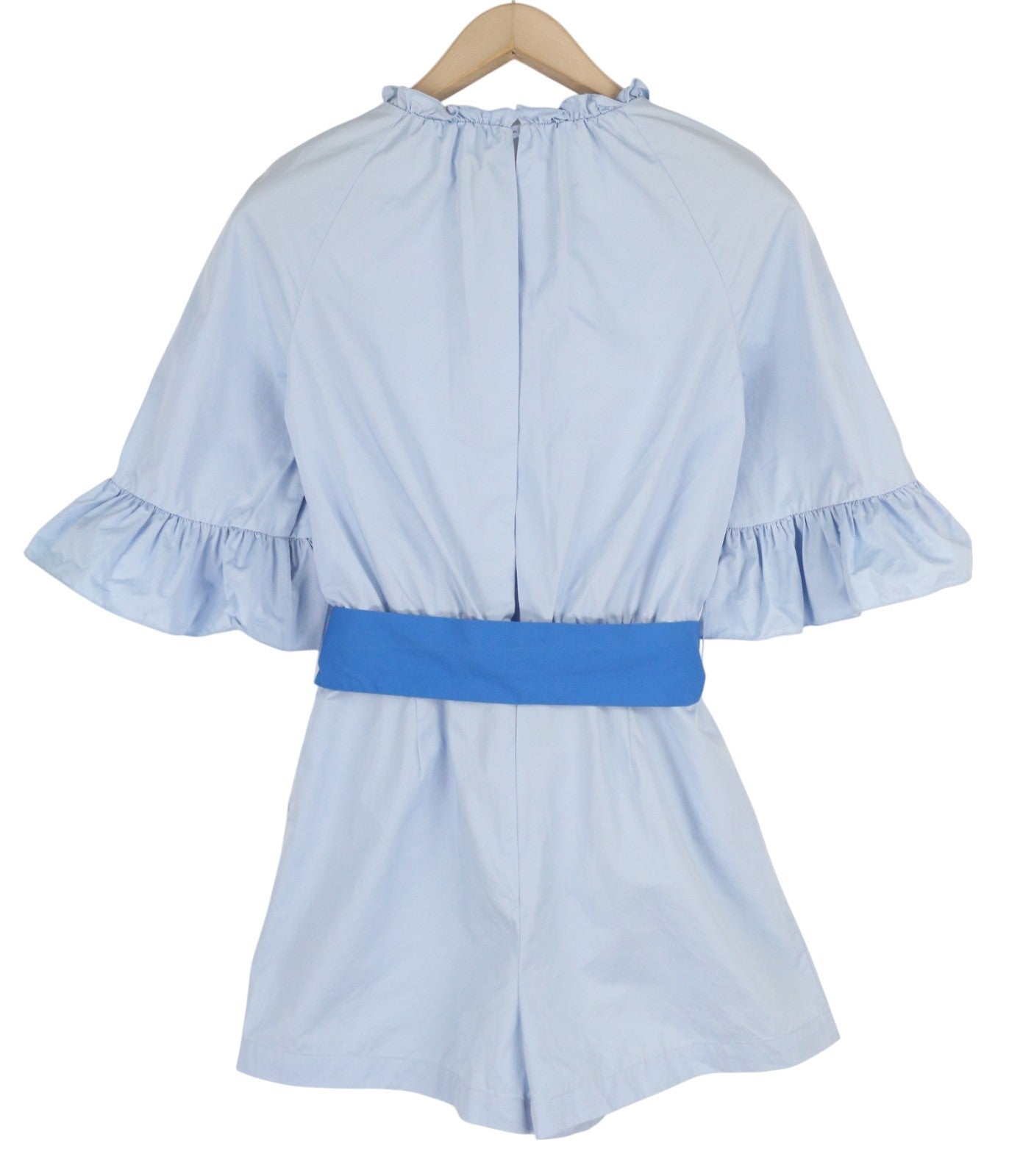 SANDRO Rosalyn Women Romper EU36 3/4 Sleeve Ruffle Details Colorblock Belted