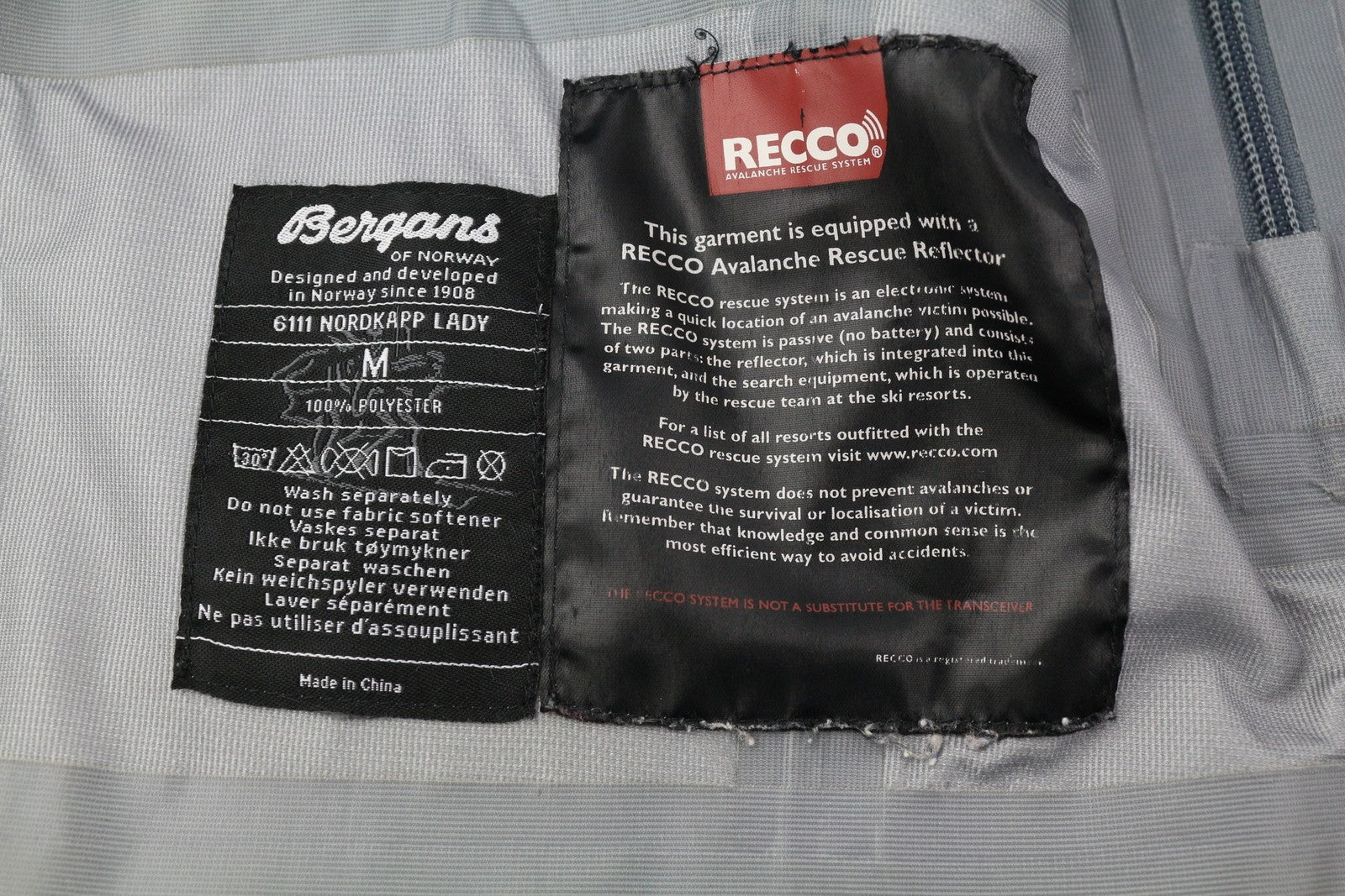 BERGANS OF NORWAY 6111 Nordkapp Women Jacket M Recco Snow Skirt Taped Seams