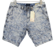 SCOTCH & SODA Men Shorts W29 Chino Washed Blue Embroidered Zip Fly Logo Casual
