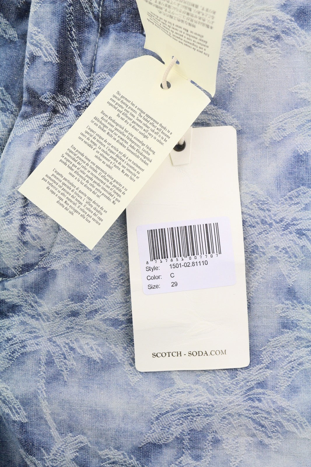 SCOTCH & SODA Men Shorts W29 Chino Washed Blue Embroidered Zip Fly Logo Casual