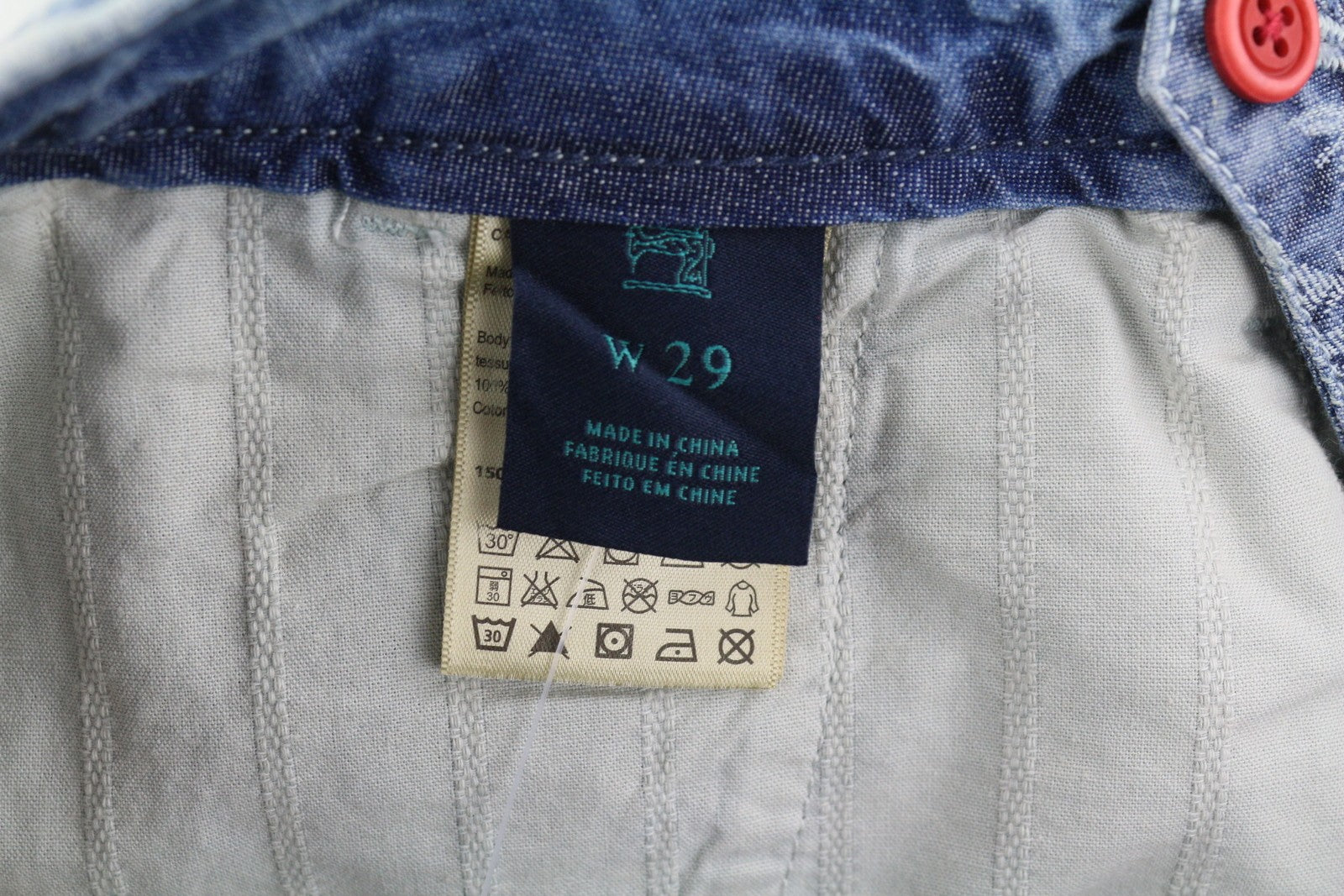 SCOTCH & SODA Men Shorts W29 Chino Washed Blue Embroidered Zip Fly Logo Casual
