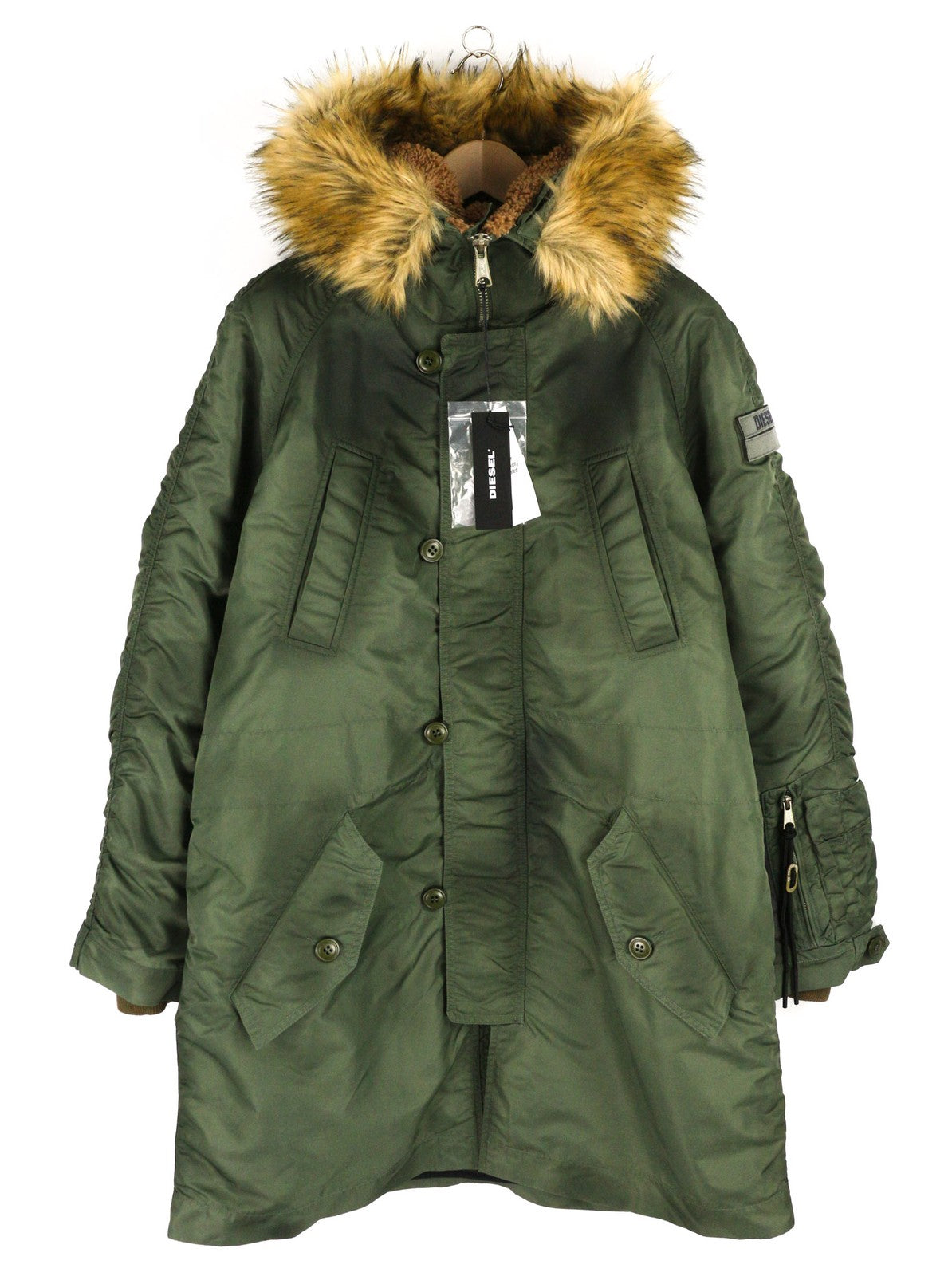 DIESEL W-Claud Mens Jacket M Oversized Parka RRP€395 Removable Faux Fur Hooded